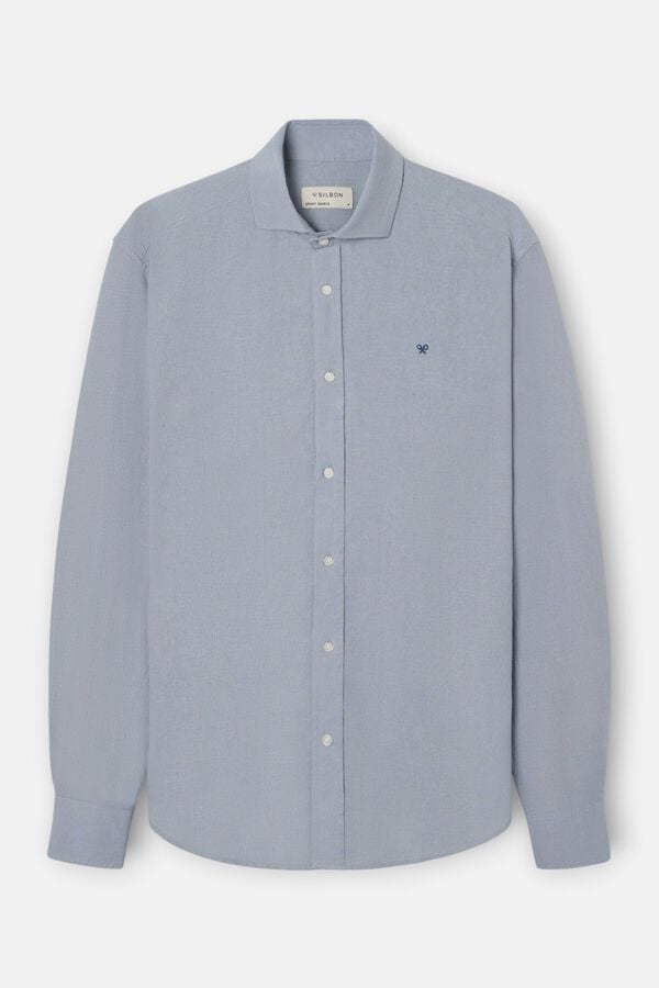 Silbon Camisa sport em linho Azul