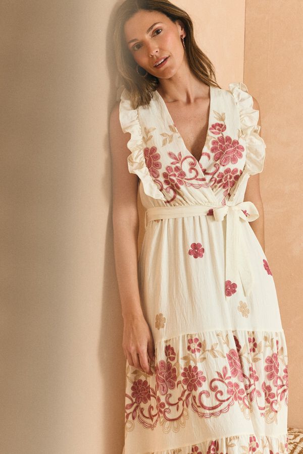 Pol&iacute;n Et Moi Vestido Flor Ail&eacute;n Estampado blanco