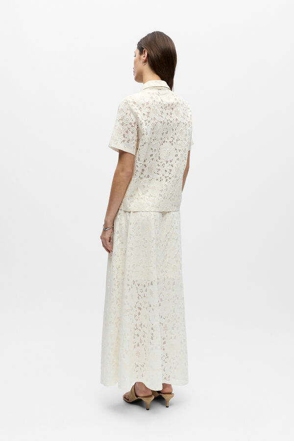 Object Polo de manga curta em renda Branco