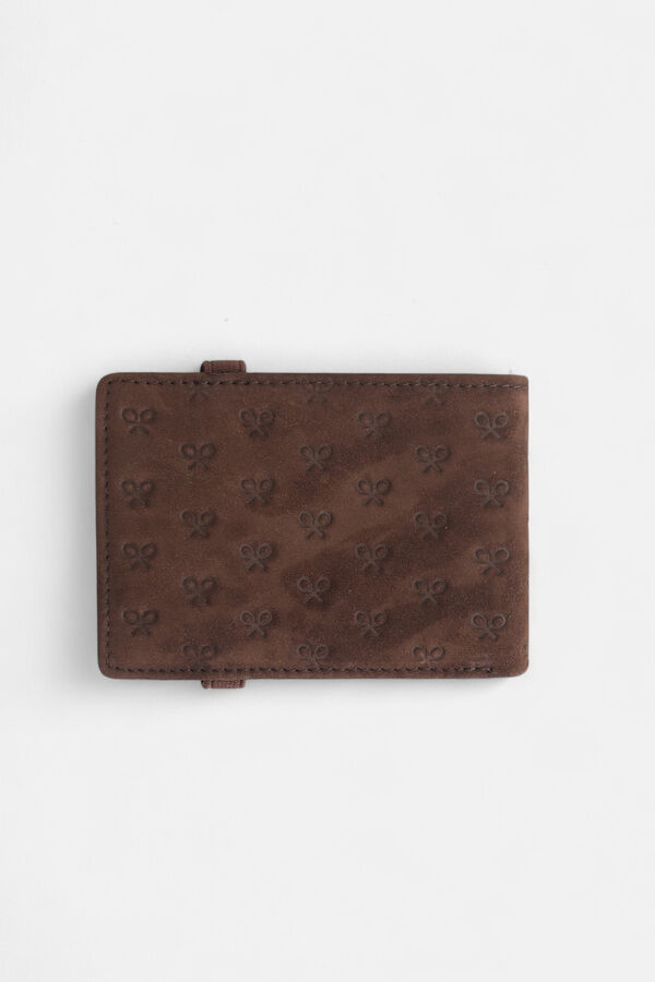 Silbon Carteira de couro multi-raquete gravada Castanho