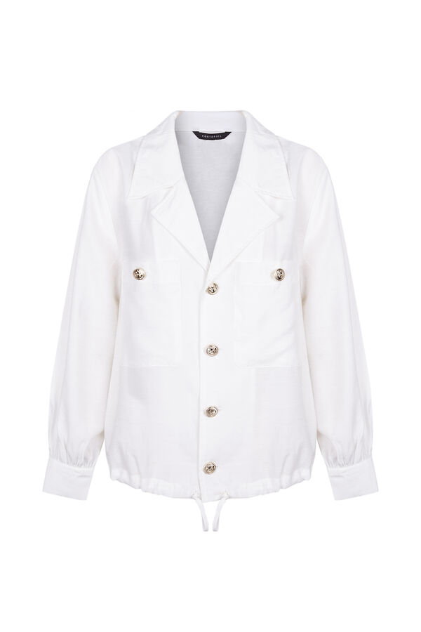 Cortefiel Camisa branca cintura ajustável Branco