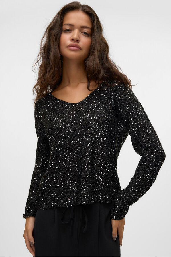 Vero Moda Camisola de lurex e lantejoulas Preto