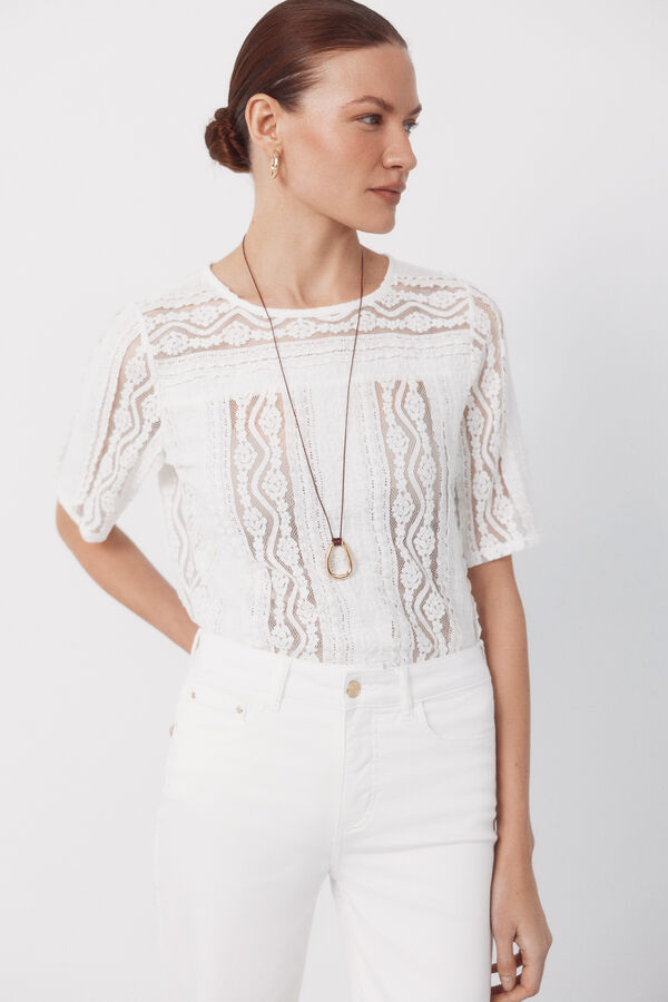 Cortefiel Lace top White