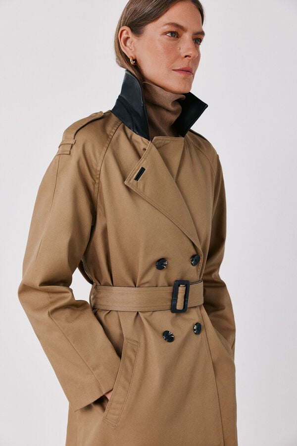 Cortefiel Long trench Beige