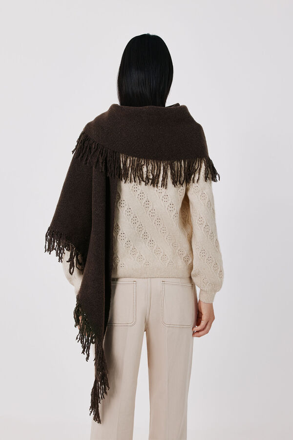 Cortefiel Knit shawl Dark brown
