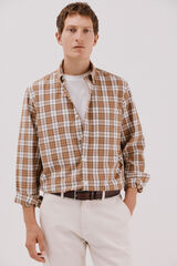 Cortefiel Checked poplin shirt Camel