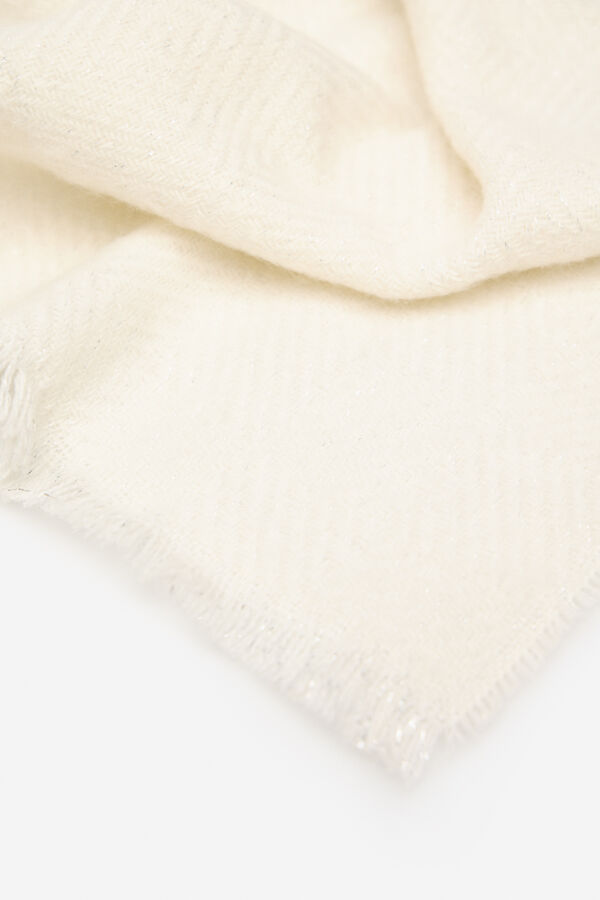 Cortefiel Lurex textured scarf Ivory