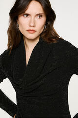 Selected Top de manga comprida com glitter  Preto