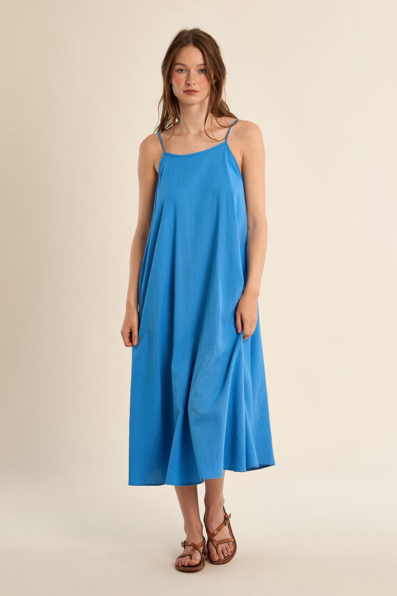 Vestido largo de tirantes y lazada