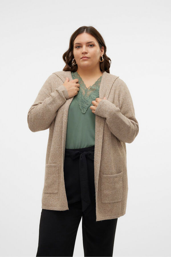 Vero Moda Curve Cárdigan con capucha talla grande Marrón