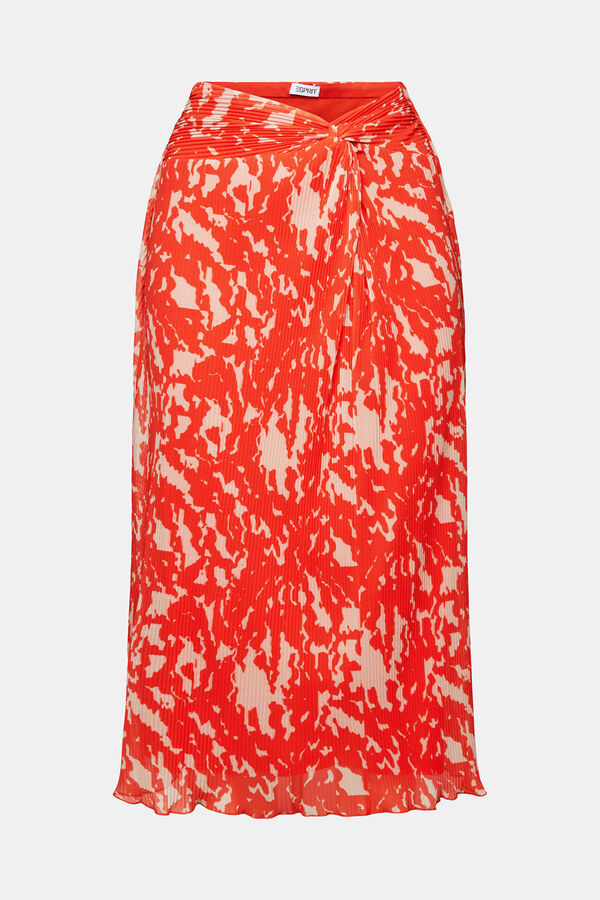 Cortefiel Printed A-line midi skirt Printed orange