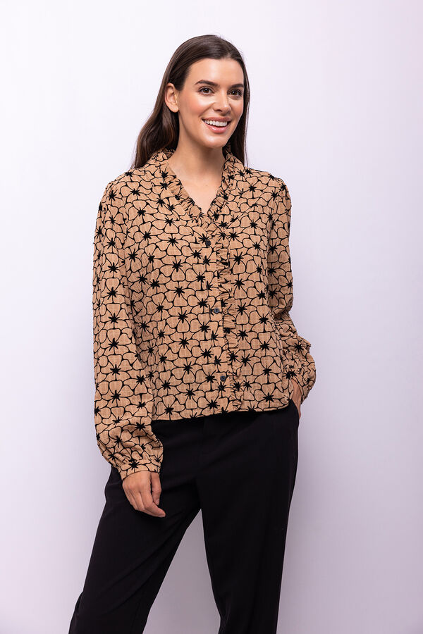 Object Blusa de tecido texturizado Castanho