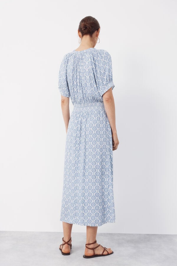 Cortefiel Short-sleeved dress Printed blue