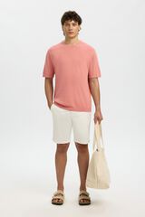 Selected T-shirt de manga curta de homem em malha lisa Subiu