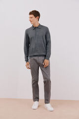 Cortefiel Suéter de cashmere de algodão com gola polo Cinzento