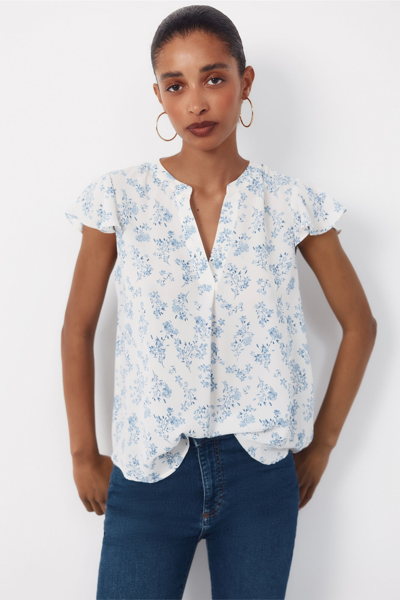 Cortefiel Blusa fluida manga vuelo