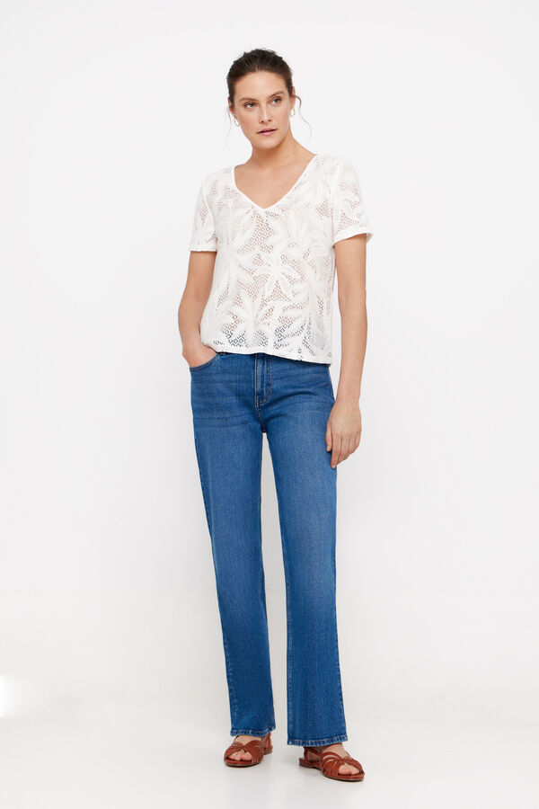 Cortefiel Jungle lace top Ivory