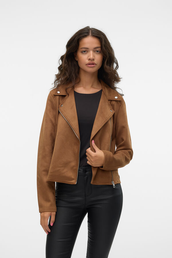 Vero Moda Blusão de camurça com tachas Castanho