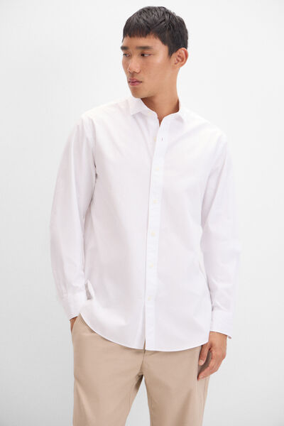 Cortefiel Plain poplin shirt White