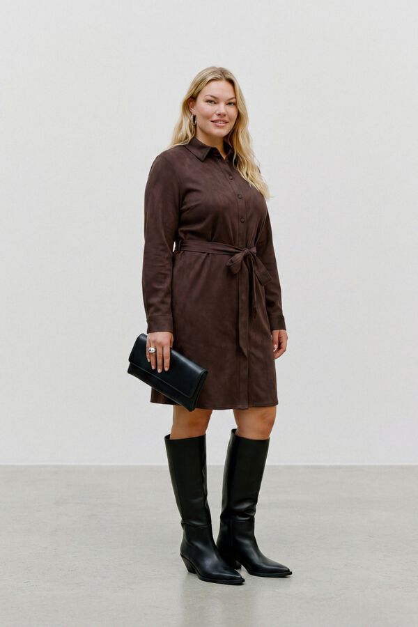 Vero Moda Curve Shirt dress Dark brown
