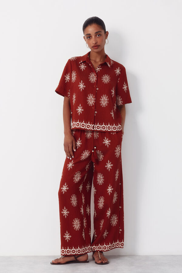 Cortefiel Printed trousers Red