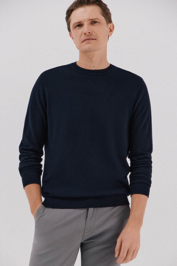 Cortefiel Crew neck cashmere crew neck jersey Navy
