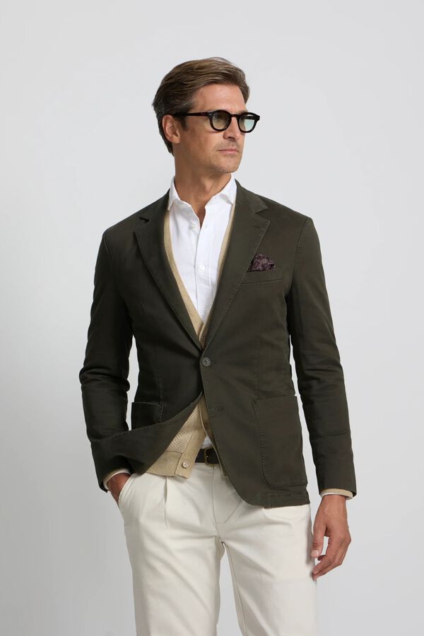 Silbon Straight casual blazer Green