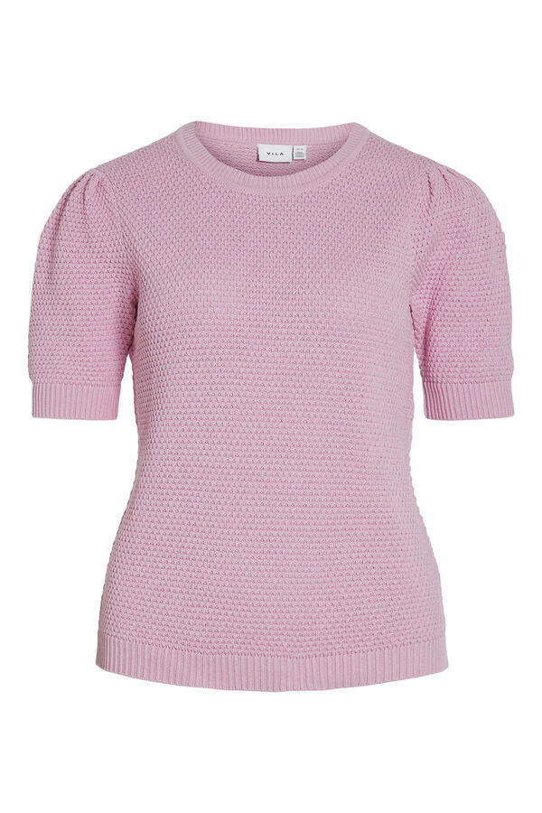 Cortefiel Knitted T-shirt with shoulder pads Lilac