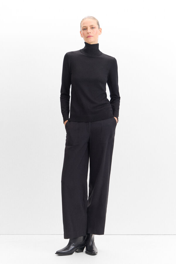 Cortefiel Polo neck jumper Black