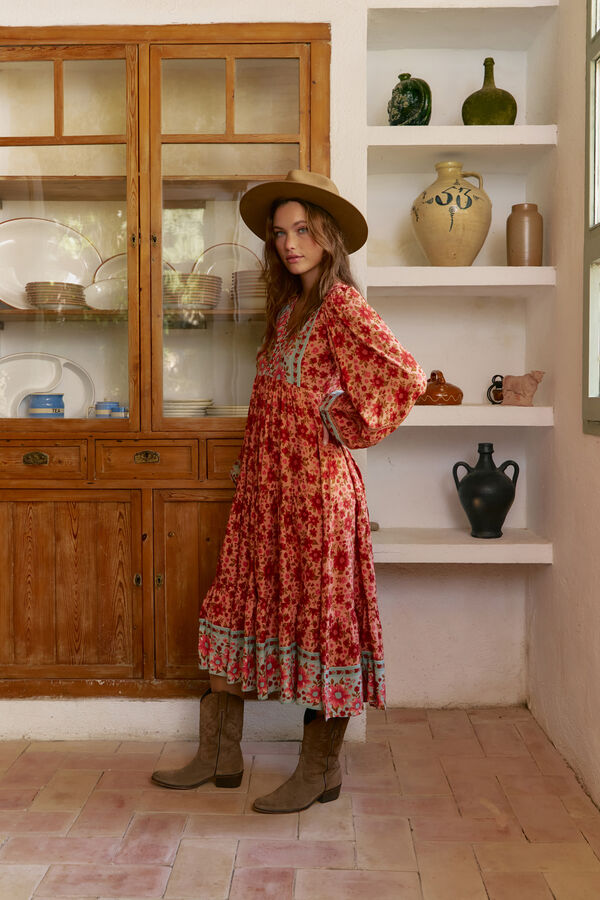 Jaase Vestido midi Eve estampado Lilliana Laranja