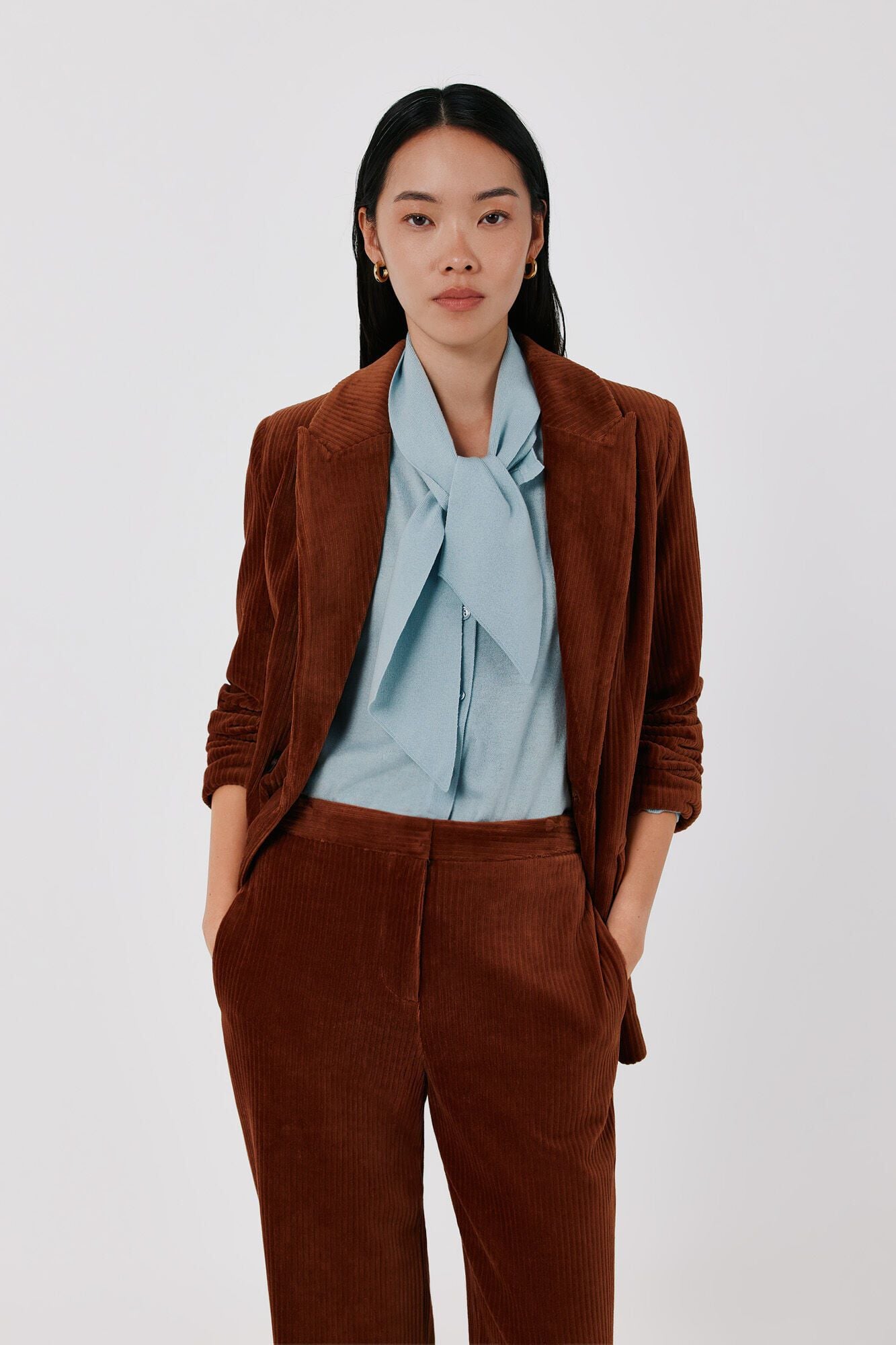 Cortefiel Corduroy double-breasted women's blazer