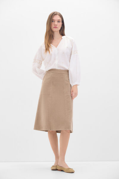 Cortefiel Corduroy cape skirt Beige