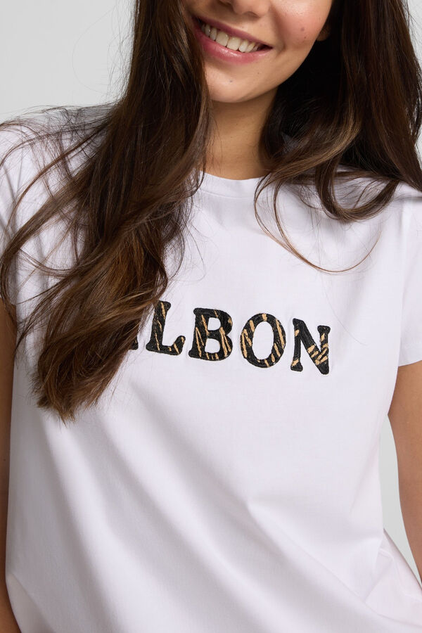 Silbon Camiseta com bordado de ráfia silbon Branco