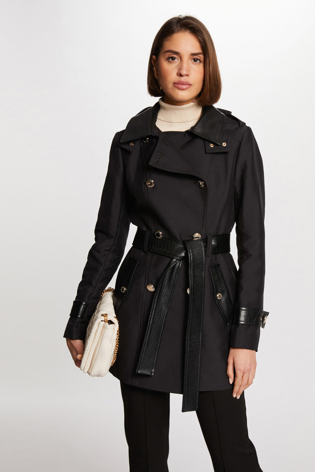 Morgan Gabardina con cuero sint&eacute;tico