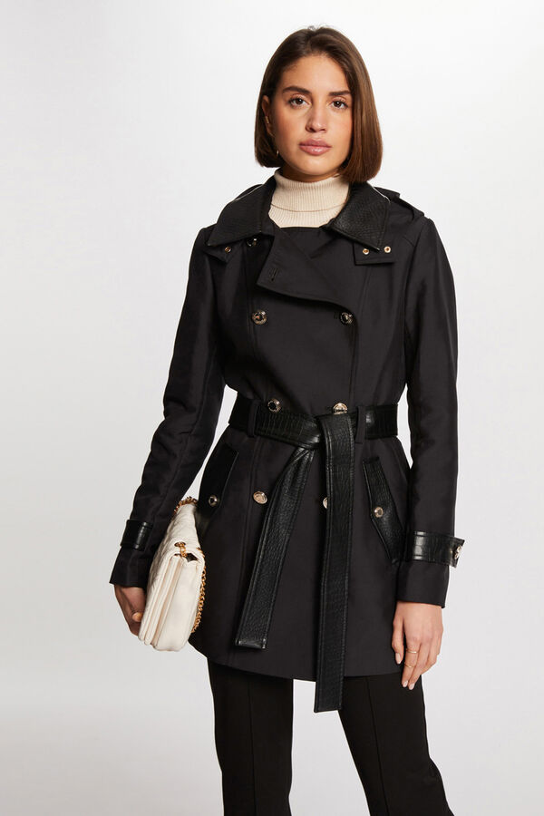 Morgan Gabardina com couro sintético Preto