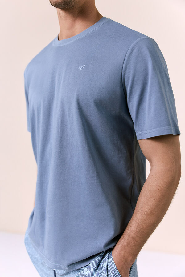 OOTO T-shirt b&aacute;sica lavada Azul