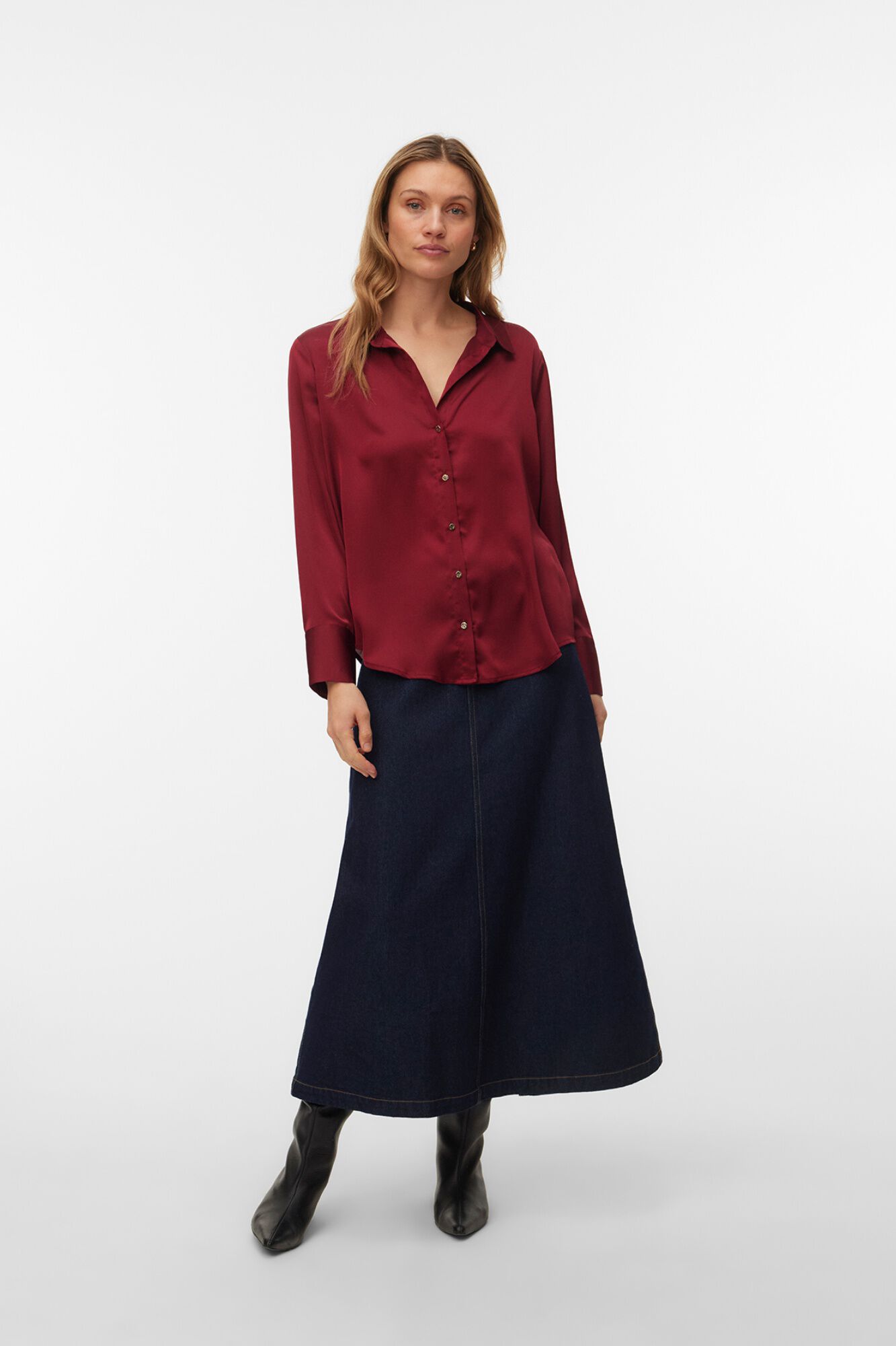 Vero Moda Camisa de cetim fluida