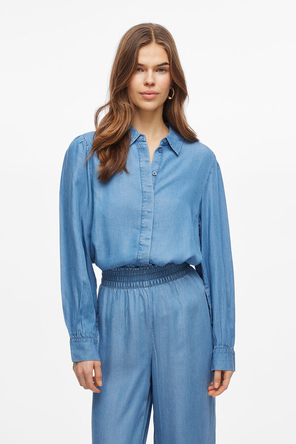 Vila Camisa de ganga de manga comprida Azul