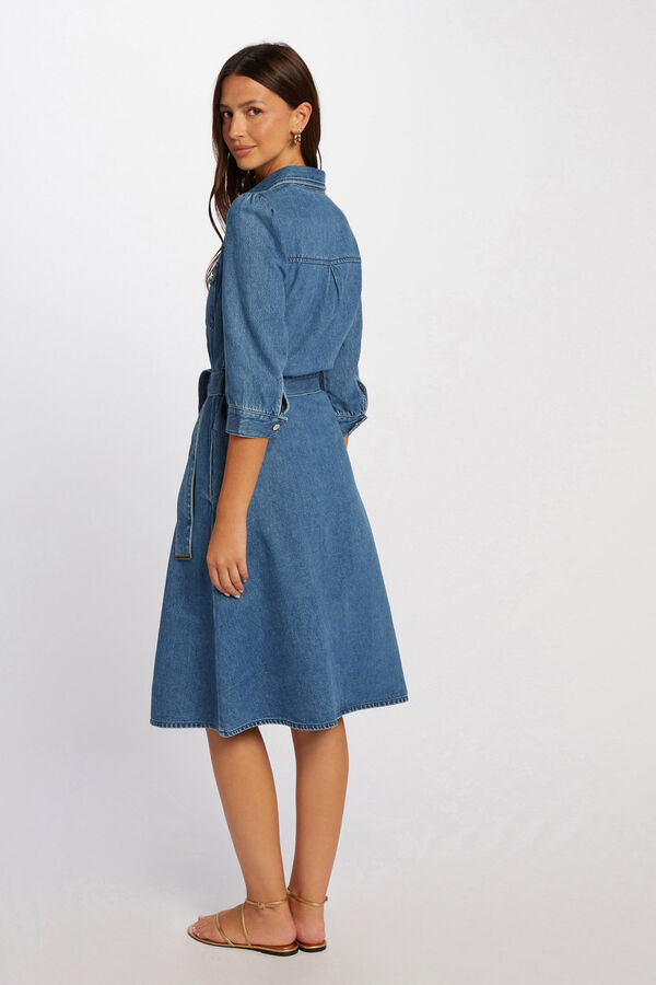 Morgan Vestido camisa evasé vaquero Azul oscuro