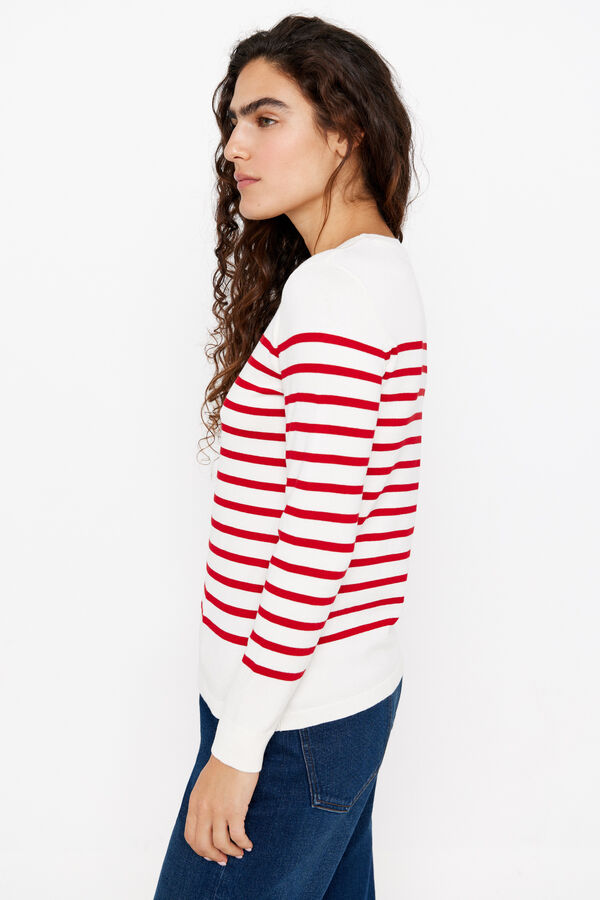 Cortefiel Two-tone striped jumper Red