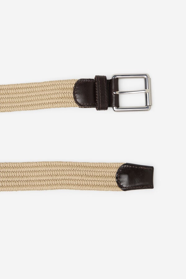 Cortefiel Elastic braided belt Beige