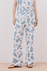 Cortefiel Printed wide-leg trousers White