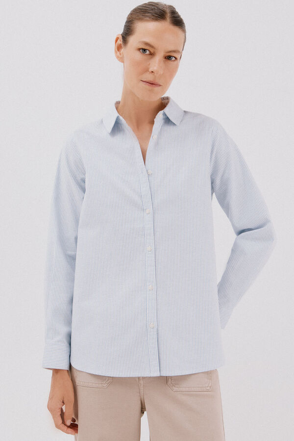 Cortefiel Camisa oxford Estampado azul