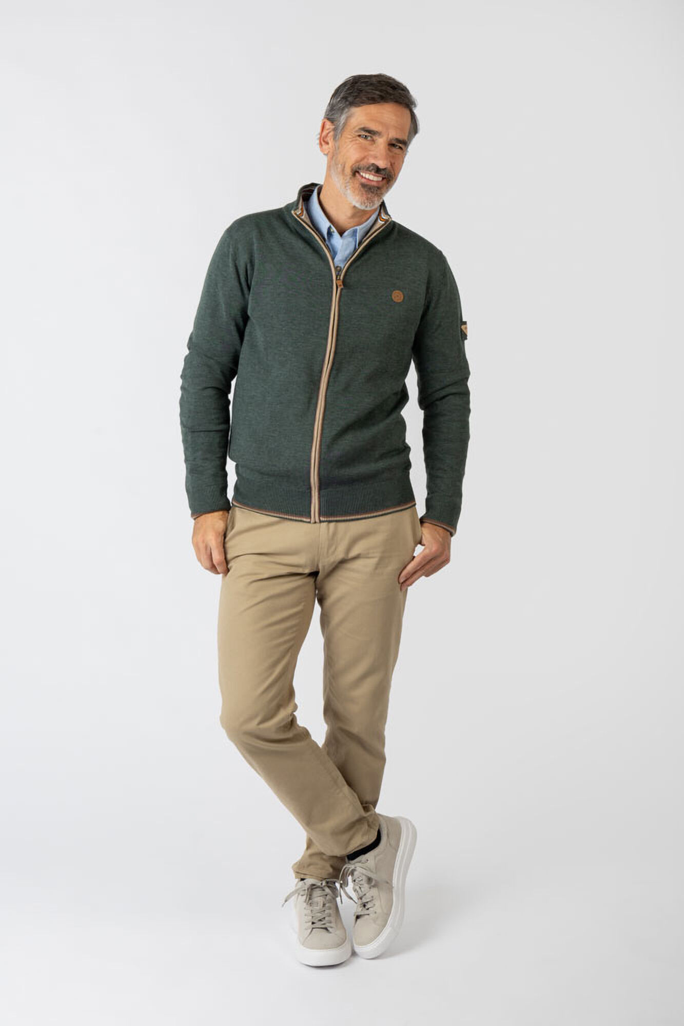 Privata Jersey b&aacute;sico cuello alzado cremallera