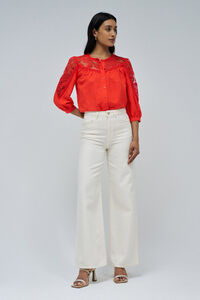 Salsa Jeans Camisa de linho com renda