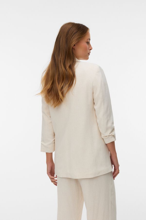 Vero Moda Blazer de linho manga 3/4 Tostado