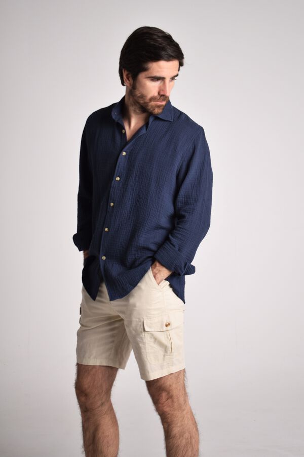 Cloking Bermuda de linho cargo Ecru
