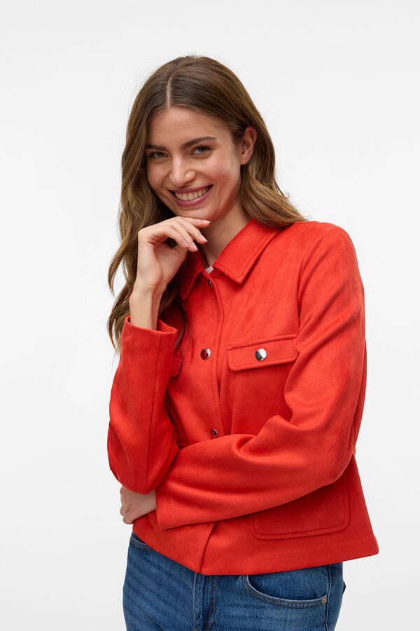 Vero Moda Blusão efeito camurça Vermelho