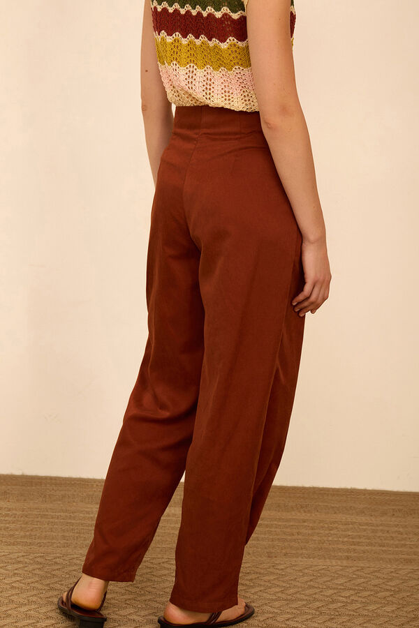 Meisie Cropped trousers with pleats Brown