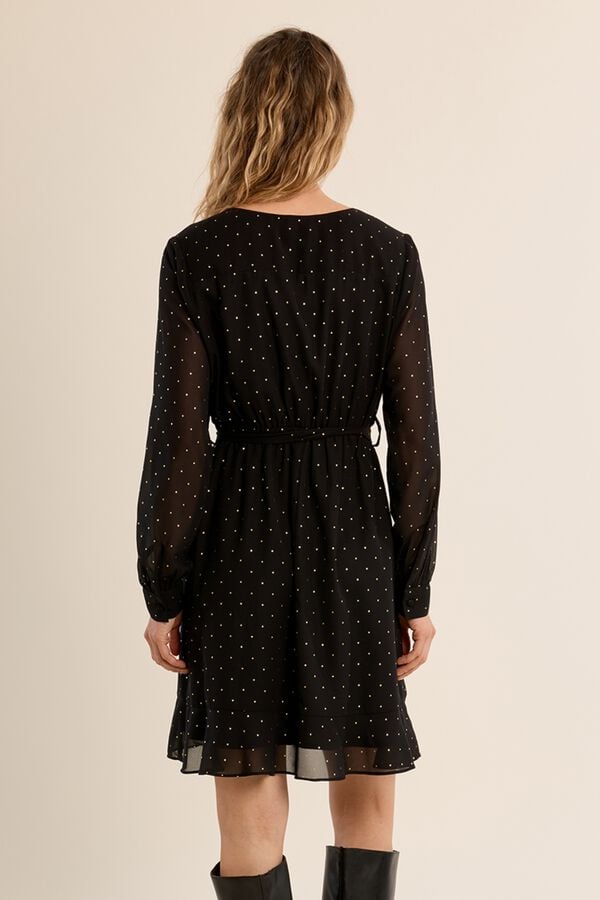Molly Bracken Vestido curto com la&ccedil;ada e estampado Preto